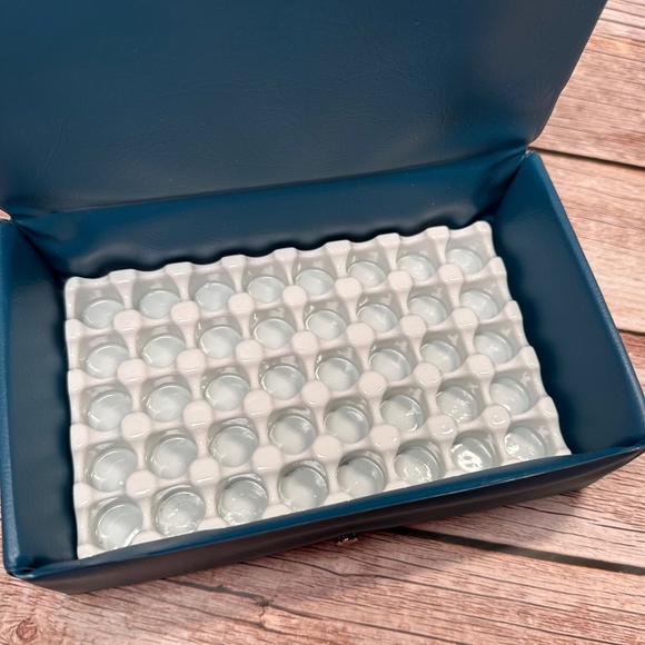 Vintage Avon Sample Bottle Storage Case • EMPTY Organizer Box • Blue Vinyl - Picture 1 of 8